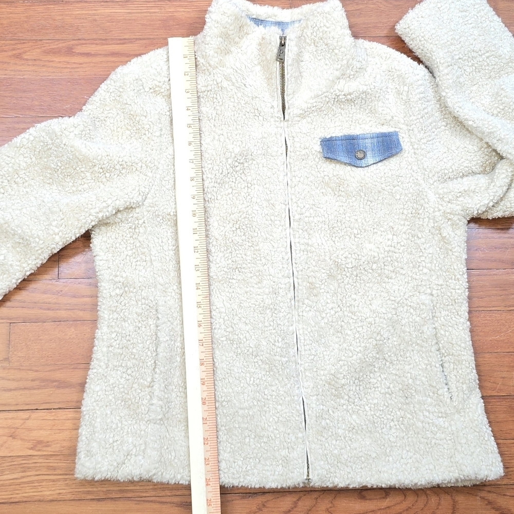 Pendleton Sherpa Jacket Deep Pile Fleece Full Zip Pocket Plaid Detail Women M - Picture 10 of 12